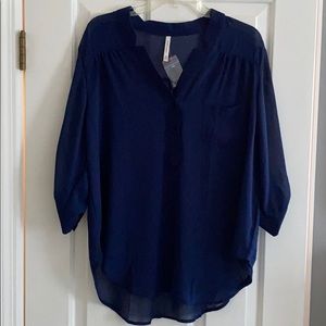 Navy blue sheer shirt